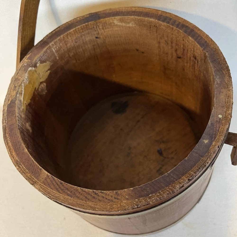Antique/Vintage Wooden Brass Banded Shoe Shine Bucket Firkin‎ Shaker Style - Picture 6 of 16